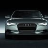 Frontansicht des Audi Sportback Concept mit den charakteristischen Leuchten des Autos