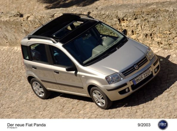 Der Fiat Panda aus der Luft aufgenommen