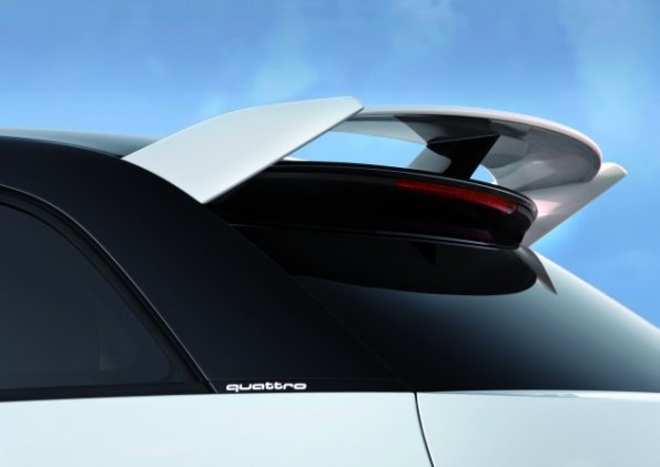 Ein Blick auf den Spoiler am Audi A1 Quattro