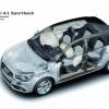 Die schematische Darstellung zeigt die passive Sicherheit im Audi A1 Sportback