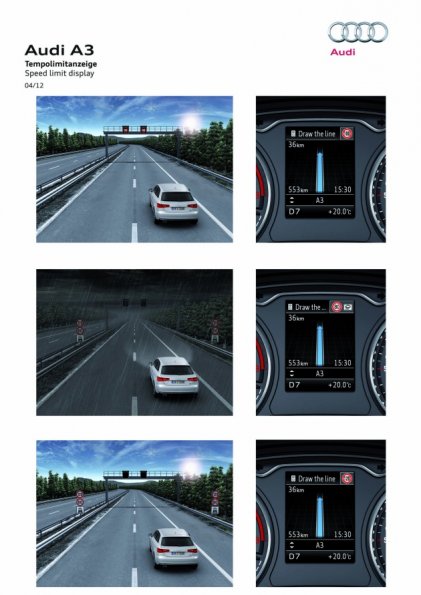 Die Tempolimit-Anzeige im Audi A3