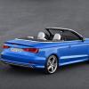 <p>Das Audi A3 Cabrio  mit geöffnetem Verdeck Farbe: Arablau Kristalleffekt</p>