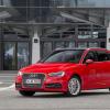 <p>Die Fahrzeugfront des Audi A3 Sportback e-tron Farbe: Misanorot</p>