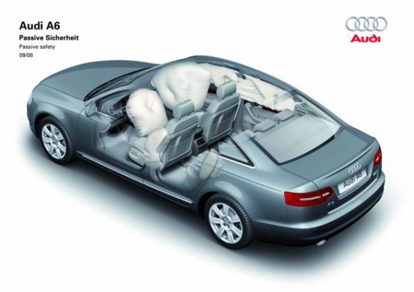 Die Airbags im Audi A6 in einer schematischen Aufnahme