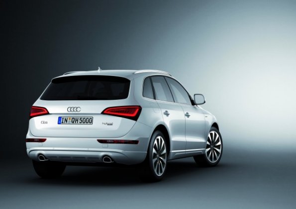 Ein Blick auf die Heckpartie des Audi Q5 Hybrid Quattro