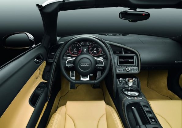 Der Arbeitsplatz des Fahrers im Audi R8 Spyder