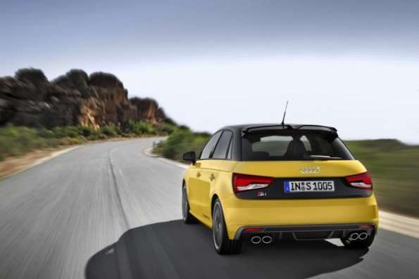 Die Heckpartie des Audi S1 Sportback, Farbe: Vegasgelb