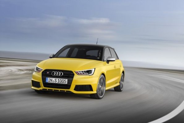 Die Frontpartie des Audi S1 Sportback,  Farbe: Vegasgelb