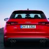 <p>Das Fahrzeugheck des Audi S3 Farbe: Misanorot</p>