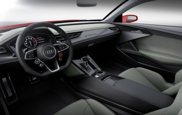 Innenraumaufnahme aus dem Audi Sport Quattro Laserlight Concept Farbe: Plasmarot