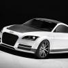 <p>Standaufnahme des Audi TT Ultra Quattro Concept mit der Fahrzeugfront Farbe: Kristall-Weiss</p>