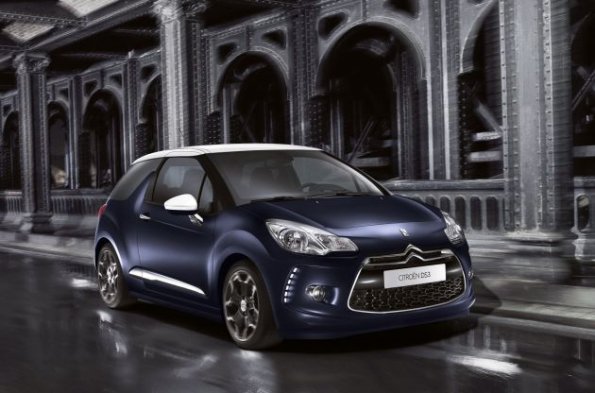 So soll der Citroen DS 3 Opera Blue in der Front- und Seitenpartie aussehen