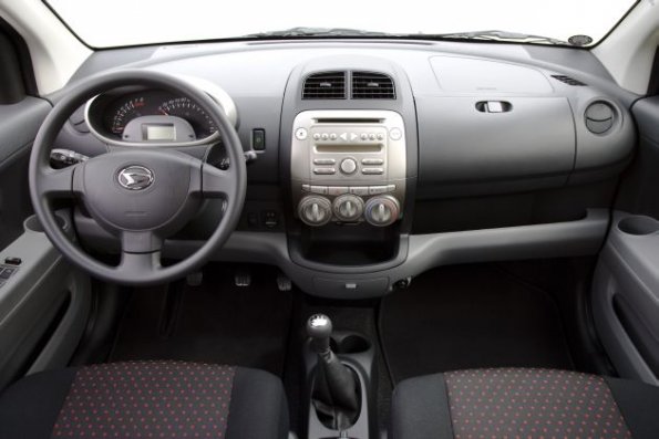 Ein Blick auf die Armaturentafel im Daihatsu Sirion