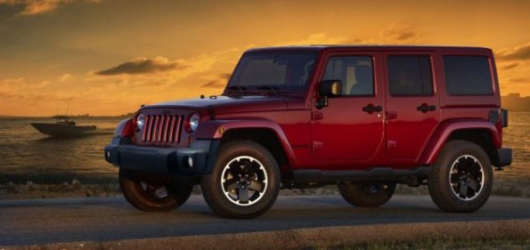 Front- und Seitenansicht des Jeep Wrangler Black Edition