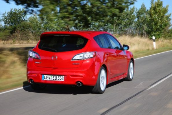 Die Heckpartie des Mazda3 MPS