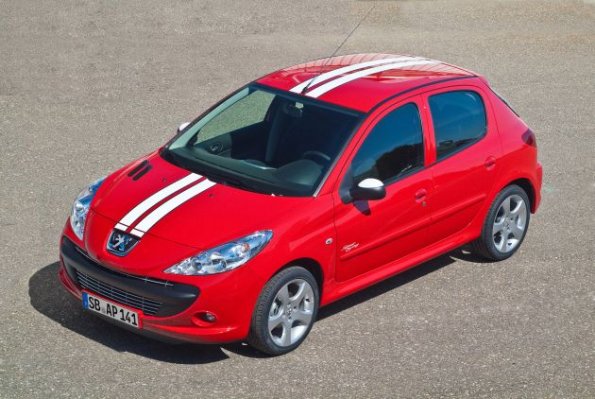 Das Sondermodell Peugeot 206+ Street Racing von schräg oben aufgenommen