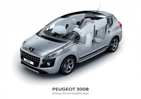 Ein Blick auf die Airbags im Peugeot 3008 Hybrid4