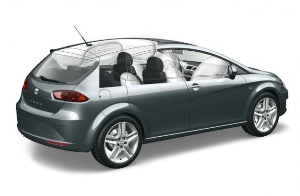 Schematische Darstellung der Airbags im Seat Leon