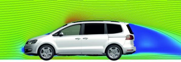 Schematische Darstellung des cw-Wertes am neuen VW Sharan