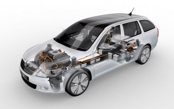 Der Skoda Octavia Green E-Line in einer schematischen Darstellung