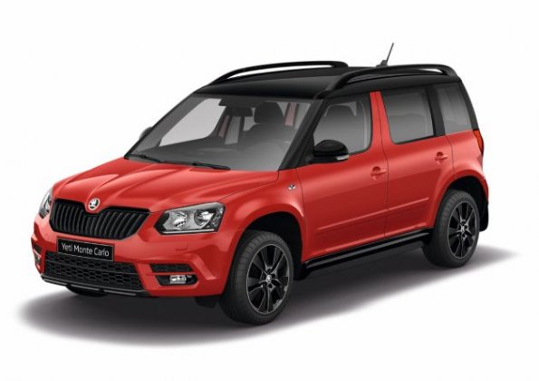 Die Front- und Seitenpartie des Skoda Yeti Monte-Carlo