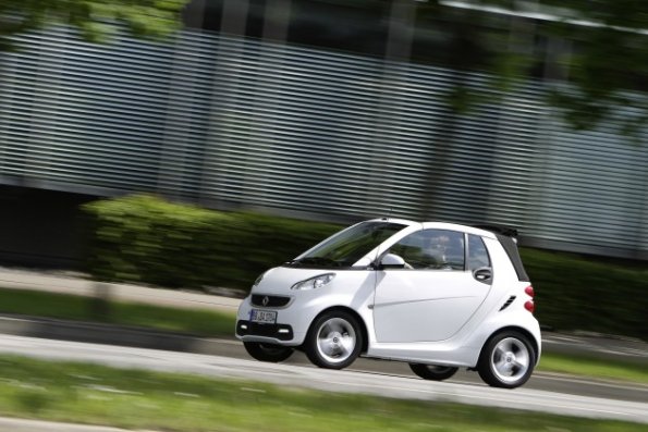 Eine Seitenansicht des smart fortwo cabrio