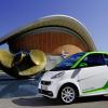 Die Front- und Seitenansicht des smart fortwo electric drive 2012