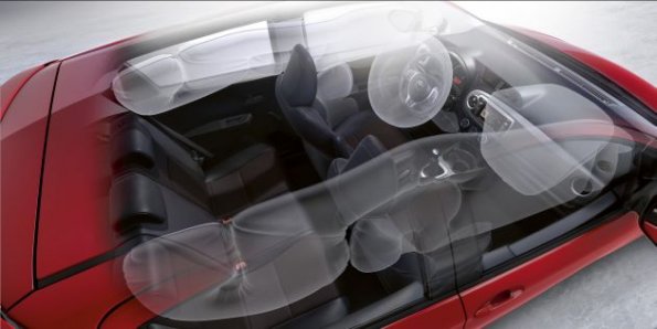 Ghostview des Toyota Yaris mit den Airbags 