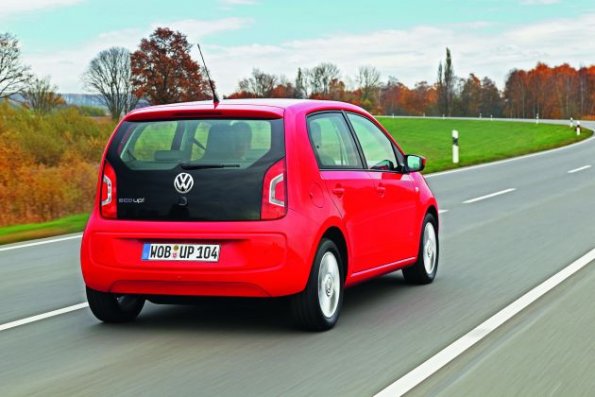 Das Fahrzeugheck des VW eco up!