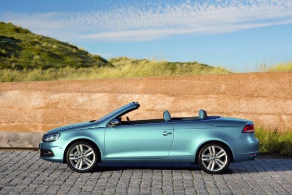 Die Silhouette des VW Eos mit geöffnetem Verdeck