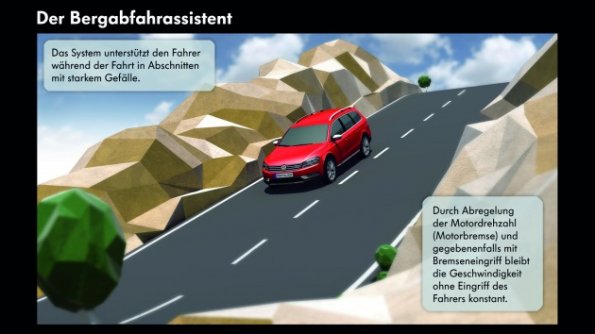 Der Bergabfahrassistent des VW Passat Alltrack in einer schematischen Darstellung