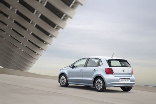 Die Heck- und Seitenpartie des VW Polo TDI Bluemotion